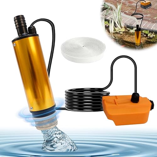 Pompe Sommerse, Pompa Sommersa a Batteria per Makita 18V, Portata Max 1800 L/H, Prevalenza Max 3m, Portatile Pompa Sommersa con Tubo Dell'acqua da 5m per Acque Chiare e Sporca (Batteria non Inclusa) - Honorern