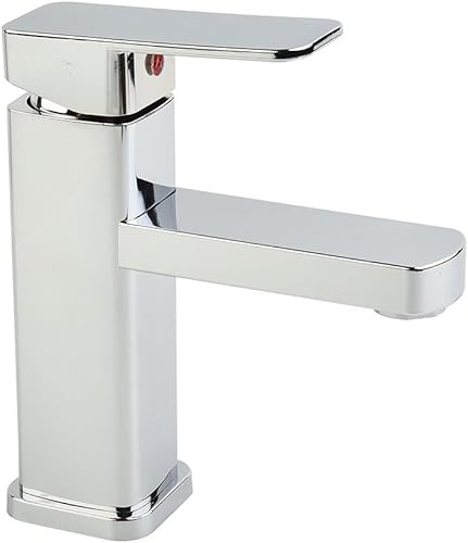ZMdooreasy Rubinetto moderno per lavabo quadrato, miscelatore monocomando rubinetto del lavandino del bagno controllo dell'acqua calda fredda acciaio inossidabile finitura argento 170 mm design a - Honorern