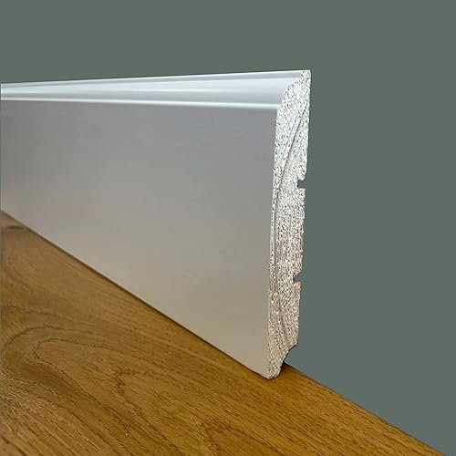 100 metri lineari di Battiscopa PREMIUM in legno MASSELLO mod.FIRENZE 120x15 laccato bianco - Honorern