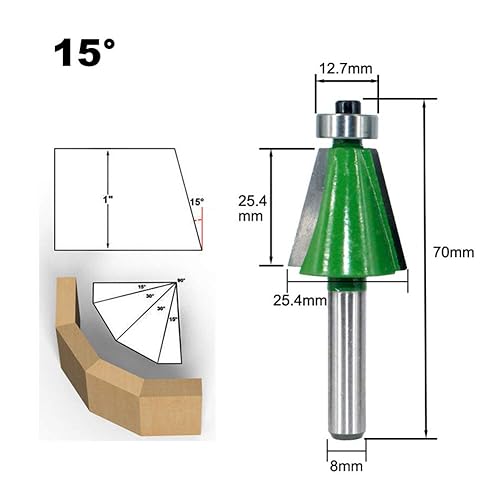 3Pcs 8mm Shank Fresa per smusso e smussatura, 15 Gradi 22.5 Gradi 30 Gradi Chamferandbevel Fresa per Legno Fresa per lavorazione del legno - Honorern