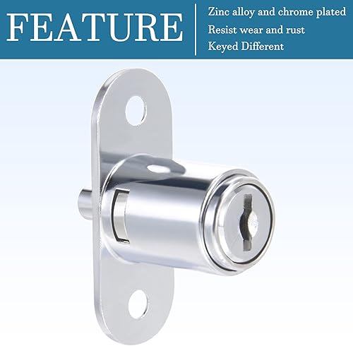 Cilindro Armadietto Serratura x 1 Pezzo 3/4' Cilindro Diametro Spingere Pistoncino Cassetto Porta Serratura Chiave Diversa con 2 Chiavi Cilindro Lunghezza 23mm - Honorern