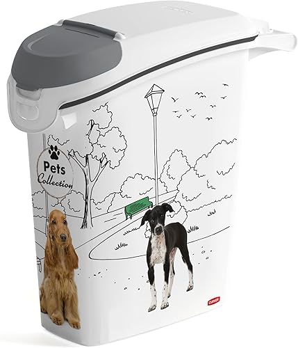 Curver Keter Contenitore Porta Crocchette per Cani, Chiusura Ermetica, Dotato di Ruote, 10 Kg/23 L, 23x50x50H cm - Honorern