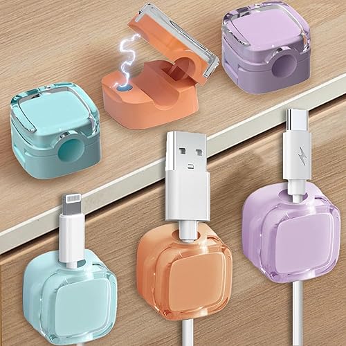 Supporti Magnetici per Cavi, 6 Pezzi Supporto Magnetico per la Gestione dei Cavi, Organizzatore di Cavi per Scrivania, Fermacavi Adesivi Magnetico, Fermacavi Magnetico per Scrivania, Comodino - Honorern