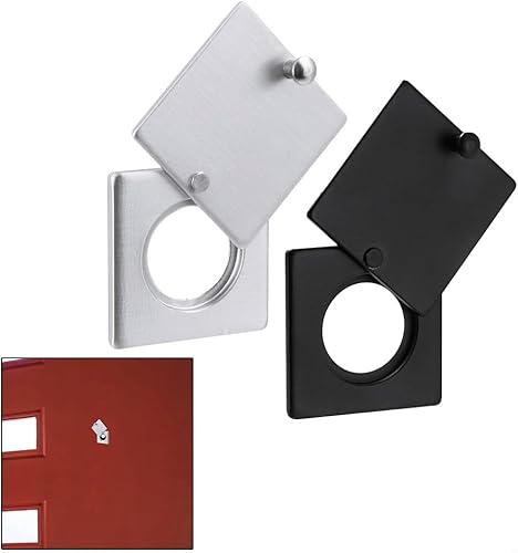 Spioncino quadrato con tappo di sicurezza per porta, in lega di zinco, design girevole, regolabile, per ingresso, bagno, patio (spazzolato) - Honorern