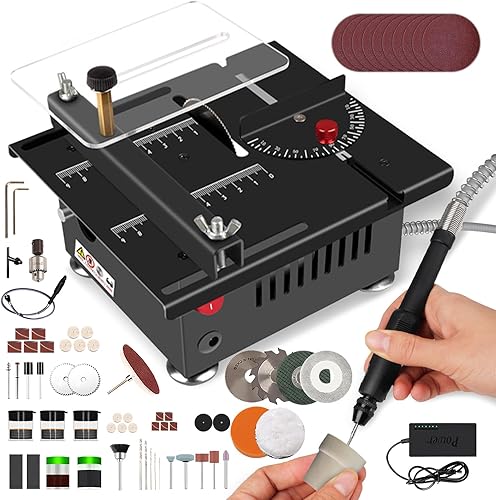 Mini Sega da Tavolo Per Artigianato, Mini Sega da Tavolo Multifunzione Potenza 100w, Piccola Sega da Tavolo Portatile, 7 Velocità Regolabili, Taglio 0-90°, Per Fai da Te, Legno, Acrilico E Taglio Pcb - Honorern