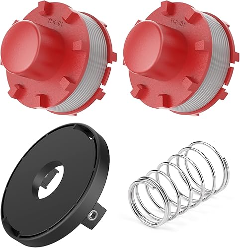 2 Pezzi Bobina per tagliabordi con Coperchio e Molla di Ricambio per Einhell GE-CT 36/30, Einhell GE-cm 36/43, AGILLO 36/255, AGILLO 18/200 - Honorern