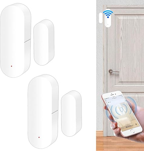 Sensore per porta WiFi, set da 2 sensori per porte e finestre, senza fili, sensore per porta Smart Tuya, sensore di contatto per finestra senza fili, per la sicurezza domestica e Smart Home Automation - Honorern