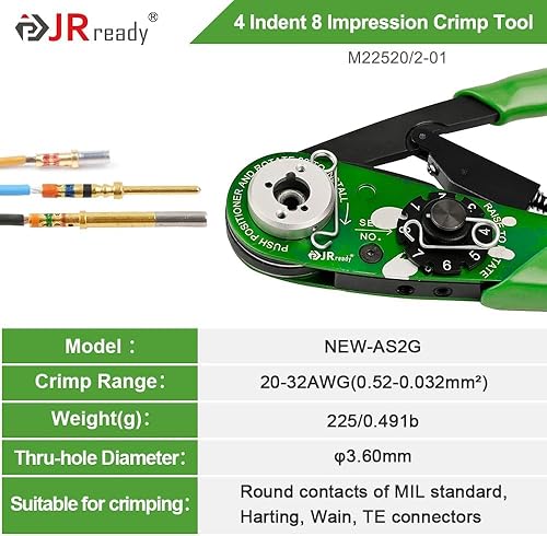 JRready Four indent Crimp Tool Kit,YJQ-W1A Crimper+Seven Positioners+G125 Go-NoGo Gage for wire/cable contact/pin/socket/terminal Crimping in Connector - Honorern
