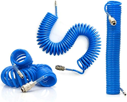 Tubo Aria Compressa Spirale 10 Metri Flessibile Per Compressore Raccordo Blu - Honorern