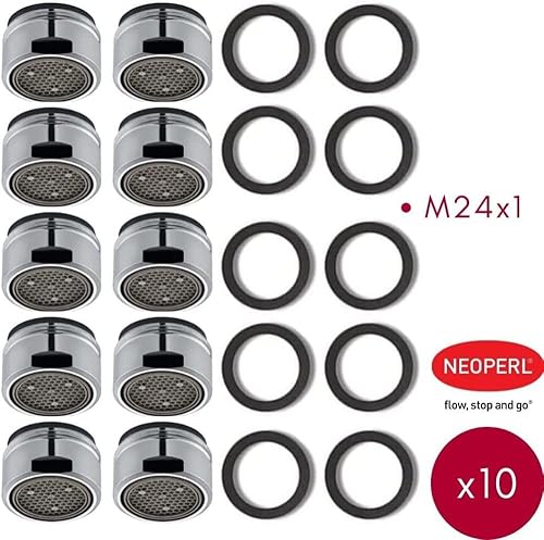 Schläfer 100016 | Aeratore M24 Universale Anticalcare per Rubinetto, Filetto Esterno M24X1 Rompigetto Perlator, Classe A 13.5 lit/min. compatibile con NEOPERL Risparmio Acqua. Confezione 10 PZ - Honorern