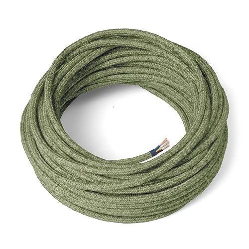 Amarcords - Cavo elettrico tessile colore ORIGANO, tondo, canapa, 3 metri, con messa a terra 3x0,75mm - Filo rivestito in tessuto colorato vintage per lampade lampadari applique e abat jour. - Honorern
