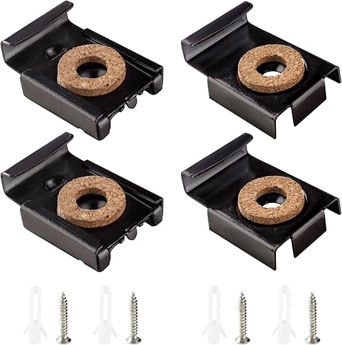 3 Set (12 Pezzi) Clip Specchio Set, Clip Specchio a Molla Gancio Specchio, Fissaggio a Parete in Vetro a Specchio Senza Cornice, con Tasselli e Viti, per il Montaggio di Specchi, Nero - Honorern