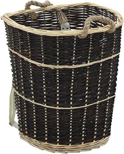 Cesta per Legna con Spallacci 57x51x69cm Salice Naturale-Cesto in Vimini Portalegna, Cesto Intrecciato Pieno, Cestino da Picnic Portaoggetti, Cesto Regalo per Feste, Raccolta Castagne, Funghi - Honorern