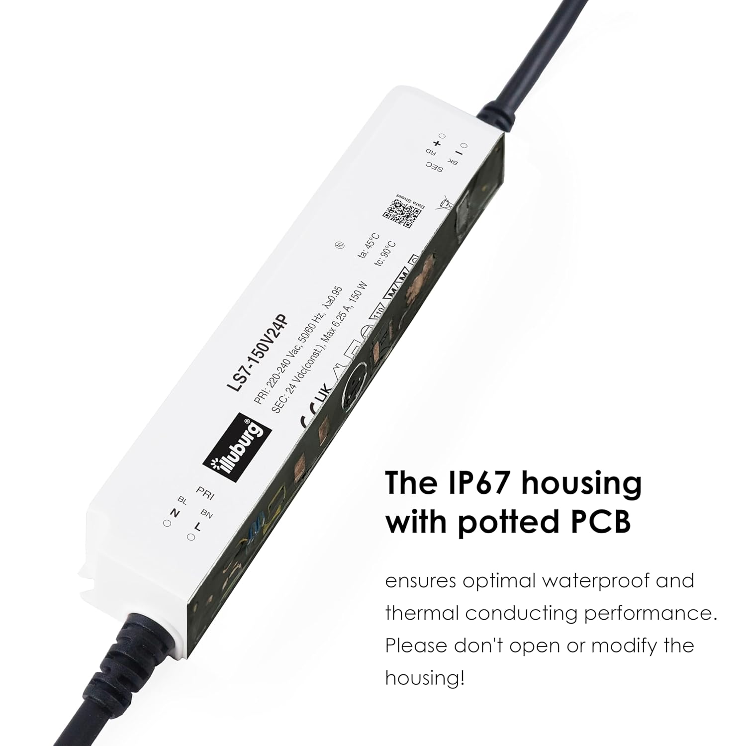 Trasformatore LED 24V 40W Impermeabile IP67 Tensione Costante per Strisce LED Alimentatore Driver - Honorern