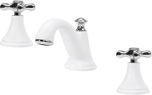 Rubinetto da bagno a 3 fori, resistente alla corrosione, per lavabo, per bagno, cucina, docce, bianco - Honorern