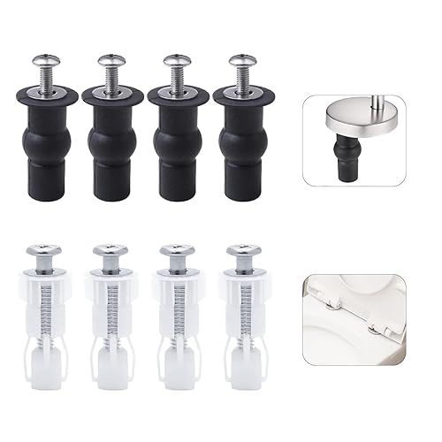 8 Pz Fissaggi WC Sedile, Fissaggio Sedile WC Alto, Viti Fissaggio Tavoletta WC Universale, Vite per Sedile WC Accessori Fissaggio Dado di Gomma per Cerniera WC Montaggio Superiore - Honorern