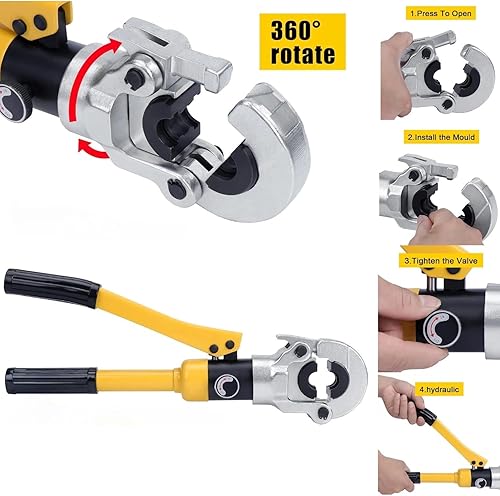 8T Utensili di crimpatura idraulici per tubi Pinza Idraulica Crimpare Set di Strumenti di Crimpatura Pinza a Pressione Idraulica per tubi in alluminio-plastica con Matrici - Honorern