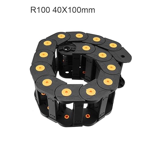 Drag Chain - Cavo Carrier Open Type with End Connectors R100, 40 x 100 mm, 1 Meter Plastic for Electrical CNC Router Machines, colore: Nero - Honorern