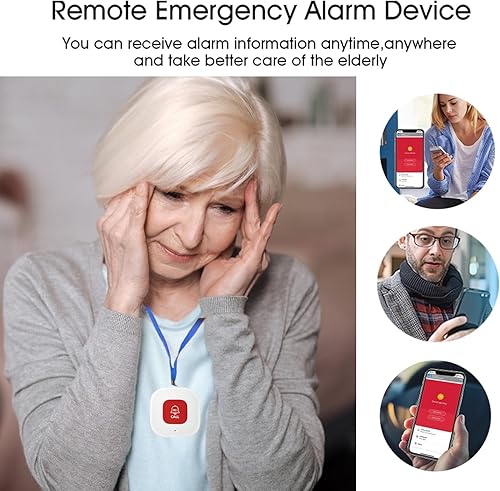 Tuya WiFi Salvavita Anziani Pulsante Emergenza Anziani Sistema di Allarme di Emergenza per i Cittadini Anziani Pazienti Disabili Anziani (Supporto solo 2.4GHz Wi-Fi) - Honorern