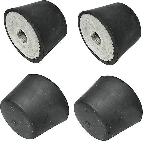 Aerzetix - Set di 4 pezzi - Piedini gambe tondi antivibranti isolanti - filettatura interna M6 - Ø25mm H: 15mm - durezza Shore 55 ±5 - gomma e acciaio - carico 612N x4 - C48964 - Honorern