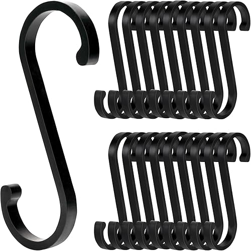 S Ganci da Appendere 20 Pack Nero Ganci per Termoarredo Bagno Ganci in Metallo Resistenti per Utensili da Cucina, Ufficio, Bagno, Armadio, Officina, Garage, Ufficio, Casa - Honorern