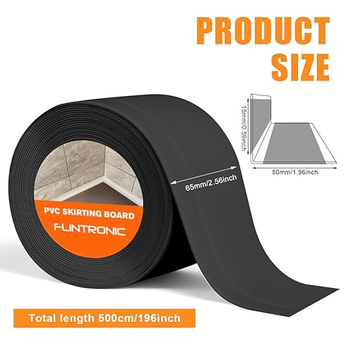 flintronic Sigillante Impermeabile, 5m*38mm Battiscopa Morbido PVC Sigillante Autoadesivo Nastro, Impermeabile, Antiolio e Antimuffa Utilizzato per Piastrelle da Cucina/Bagno, Mobili, ecc (Grigio) - Honorern