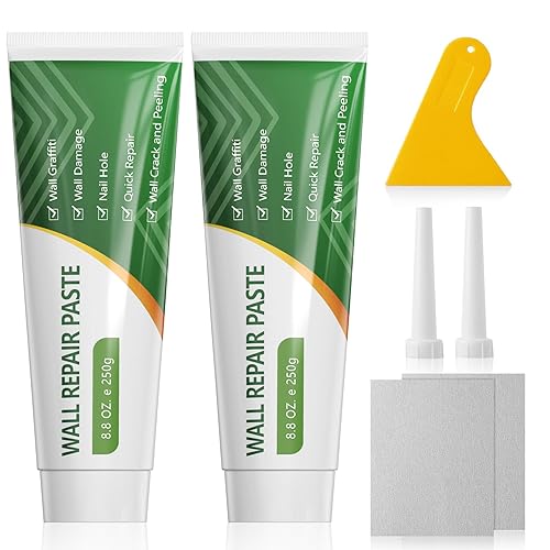 Stucco per Muro, 2 x 250g Bianco Stucco Riempitivo per Muro, Efficacemente Riparare Graffi da Parete, Fori per Unghie, Crepe, Graffiti - Honorern