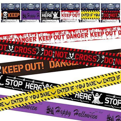 Kujinova Nastro di Avvertimento di Halloween, Nastro Crime Scene 4.8 cm x 25 m, Sicurezza Caution Tape per Zombie Party, Bande Warning Halloween, per Feste All'aperto, Casa Infestata, Giardino - Honorern
