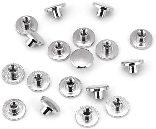 20Pcs Riparazione Vite Post Fastener Round Flat Head Chicago Viti Bottoni Metallo Chiodo Rivetto Borchie con Viti a taglio per Binding Artigianato in pelle fai da te(5mm) - Honorern