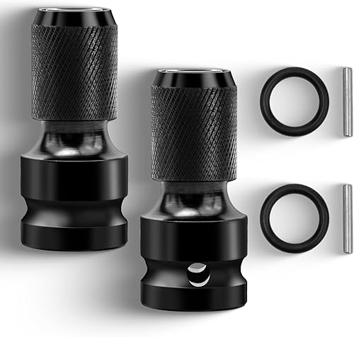 Confezione da 2 Adattatori con Attacco da Quadrello da 1/2” a Esagonale da 1/4” con Sgancio Rapido Telescopico,per Chiave a Cricchetto a Percussione e Portapunte per Cacciavite - Honorern