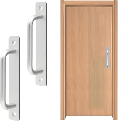 2 Pezzi Maniglia per Porta in Alluminio,Maniglia per Porta da Fienile,Maniglia Porta Scorrevole,per bagno, armadio, mobili (Argento) - Honorern