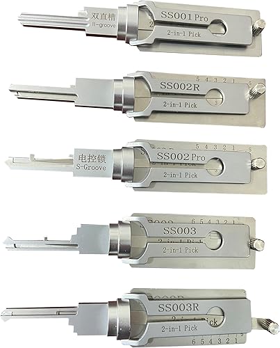 5 pezzi SS001 SS002 SS002R SS003 SS003R grimaldello e decodificatore per serratura civile, strumenti professionali da fabbro, apri veloce - Honorern
