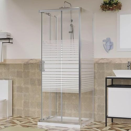 Box Doccia Angolare 80x80 2 Lati (Altezza 190) Cabina Doccia Completa in Vetro Temperato 6mm Reversibile, Box Doccia Completo con Porta Scorrevole, Tutti i Componenti Necessari sono Inclusi - Honorern
