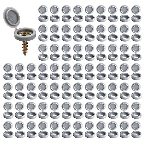 250 Pezzi Tappi Coprivite con Incernierato.Tappi Coprivite in Plastica,Tappi di Copertura.Ripiegabile Coprivite.Tappi a Vite Piega per Viti Misura 6/8.Piegare le Coperture a Scatto delle Viti(Grigio) - Honorern