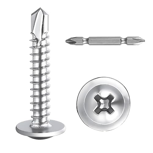 100 Pcs Viti Autofilettanti per Metallo Testa Tonda Piatta 410, in Acciaio Inox, M4,2 x 25 mm a Croce con Cacciavite per Acciaio, Lamiera - Honorern