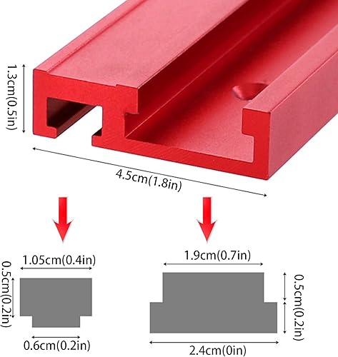 belupai Red 45 tipo lega di alluminio T-Track lavorazione del legno T-Slot Traccia trinciatrice con righello appiccicoso per la lavorazione del legno (800mm) - Honorern