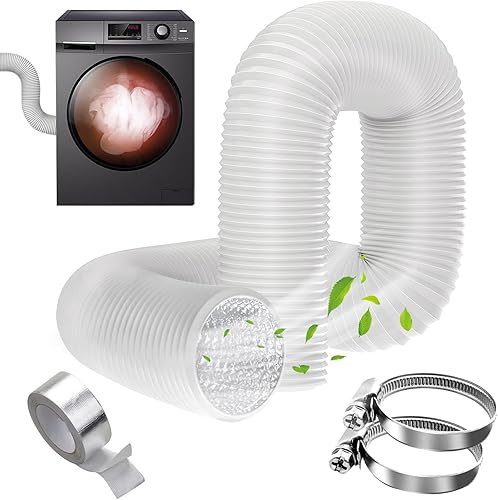 Tubo Flessibile 100mm x 5m Condotti Tubo di Ventilazione Flessibile in Alluminio PVC Condotti Tubo di Ventilazione Con Morsetti in Acciaio per Asciugatrice Cappa Aspirante (100mm x 5m) - Honorern