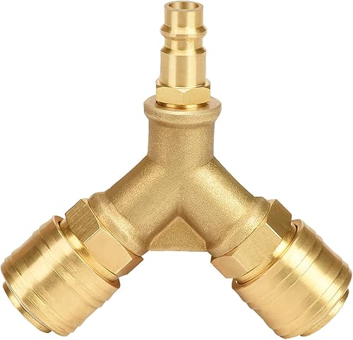 Distributore di aria Compressa a 2 vie, Distributore aria Compressa a Y da 1/4, connettore dell'aria compressa in ottone per Tubo dellaria Raccordi Compressori - Honorern