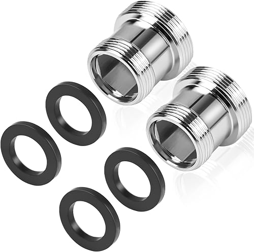 2 adattatori per rubinetto da M18 a M22, filettatura esterna, filtro dell'acqua, tubo adattatore con 4 guarnizioni in gomma, adattatore per rubinetto per risparmio idrico - Honorern