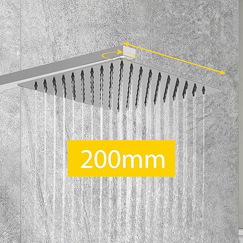AICA ITALY ASTA DOCCIA con Soffione e Doccetta Quadrati Anticalcare, Colonna Doccia con Miscelatore Termostatico, Saliscendi Doccia Regolabile 73-117cm - Honorern
