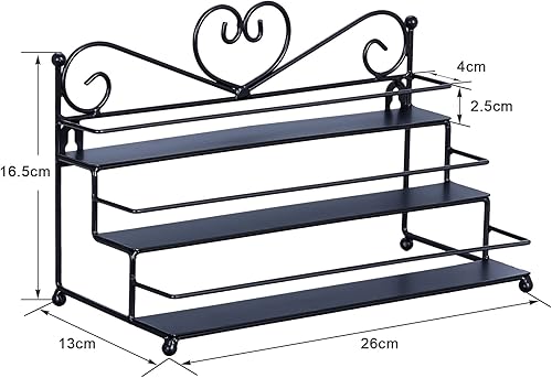 FullBerg - Scaffale in metallo per riporre smalti, con 3 ripiani in metallo, regalo di san Valentino, Nero - Honorern