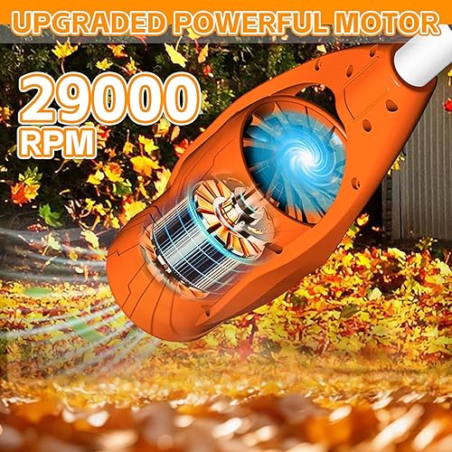 Soffiatore Foglie 21V, Soffiatore di Foglie elettrico con 1 Batteria e caricabatterie, senza fili, per Pulire le Foglie, Soffiare Neve, Rimuovere la Polvere, Trucioli Legno, Pulizia del Cortil - Honorern