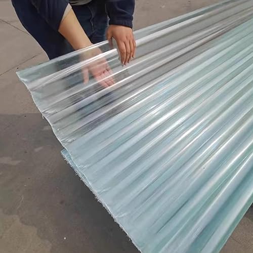 Fogli Pretagliati di Vetroresina Ondulata,Copertura Tettoia,Lastra Resistente ai Raggi UV de Serre,Pannelli da Tetto Trasparente,Antipioggia Pensilina Tettoia,con Viti (0.9x0.6m/35x24in,1 Pcs) - Honorern