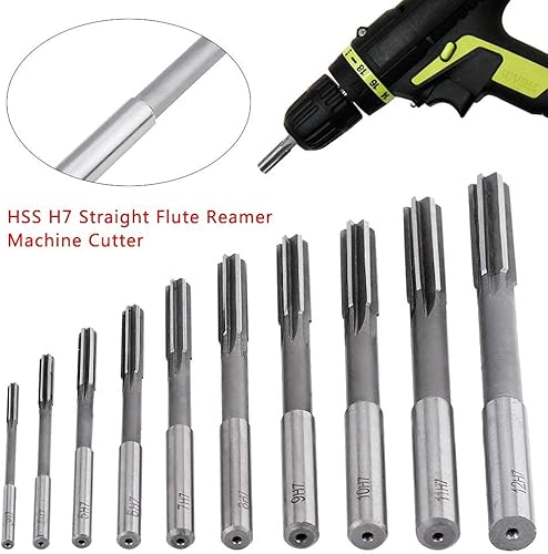 10 pz H7 Set di Alesatori HSS Dritto Flauto Alesatore Macchina Cutter 3/4/5/6/7/8/9/10/11/12mm - Honorern