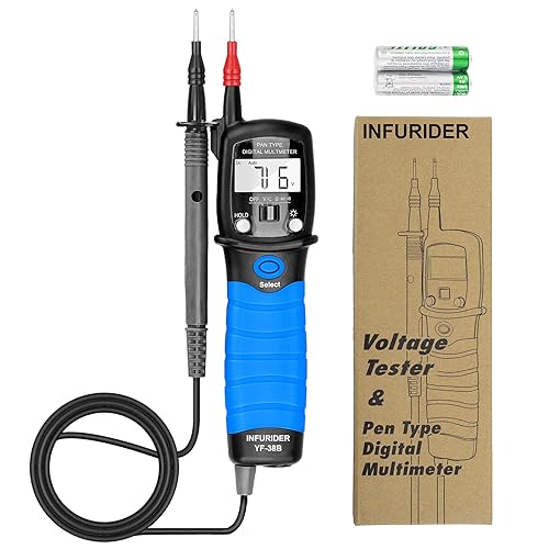 Palmare Penna Multimetro Digitale INFURIDER YF-38B Ohm Volt tester Automatica per Continuità, Diodi, Tensione AC/CC, Resistenza con Display LCD Retroilluminato（blu） - Honorern