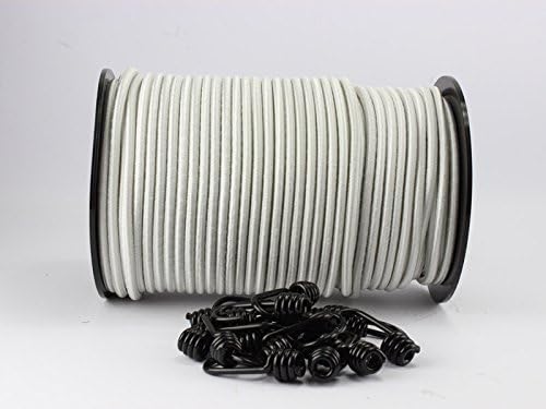 Corda espandibile da 8 mm, bianca, 20 m + 10 ganci a spirale, corda in gomma - Honorern