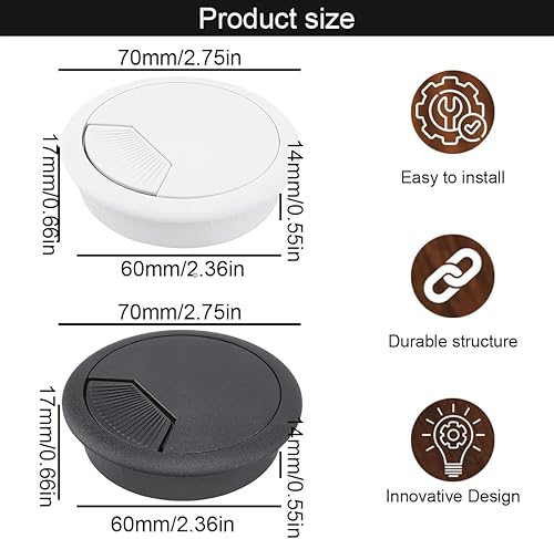 4 Pezzi Passacavi Scrivania Passacavi da Scrivania Copertura per Foro del Cavo 60mm Passacavo per Scrivania Scrivania Passacavi,per Organizzare Filo per Casa e Tavolo ddell’ufficio - Honorern