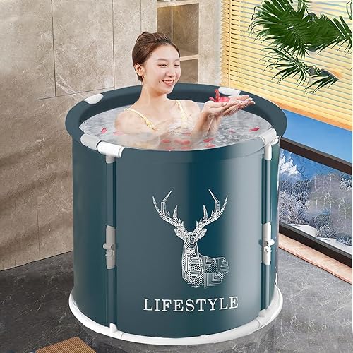 Vasca Da Bagno Pieghevole Per Adulti,Vasca Da Bagno Pieghevole Portatile,Vasca Da Bagno Indipendente Con Cuscino, Vasca Da Bagno Calda Con Ghiaccio, Vasca SPA Per Doccia, Vasca Da 70cm*65cm - Honorern
