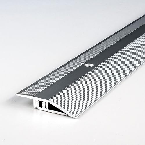 Profilo di compensazione | Alluminio anodizzato | Argento | Larghezza 21 mm | Altezza 5-9 mm | Lunghezza 1000 mm | Perforato | Profilo di adattamento - Honorern