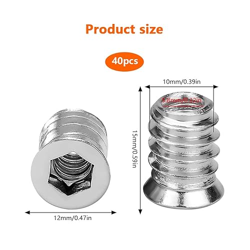 40 pezzi M6 manicotto filettato per legno M6, dadi a vite in legno, inserto filettato, attacco per rampamuffe filettato, dadi per mobili in legno - Honorern